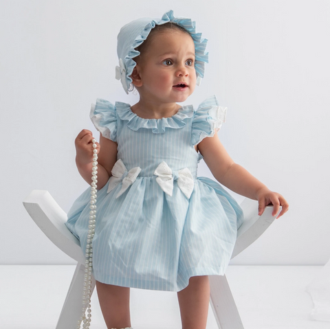 Pinstripe frill dress on toddler
