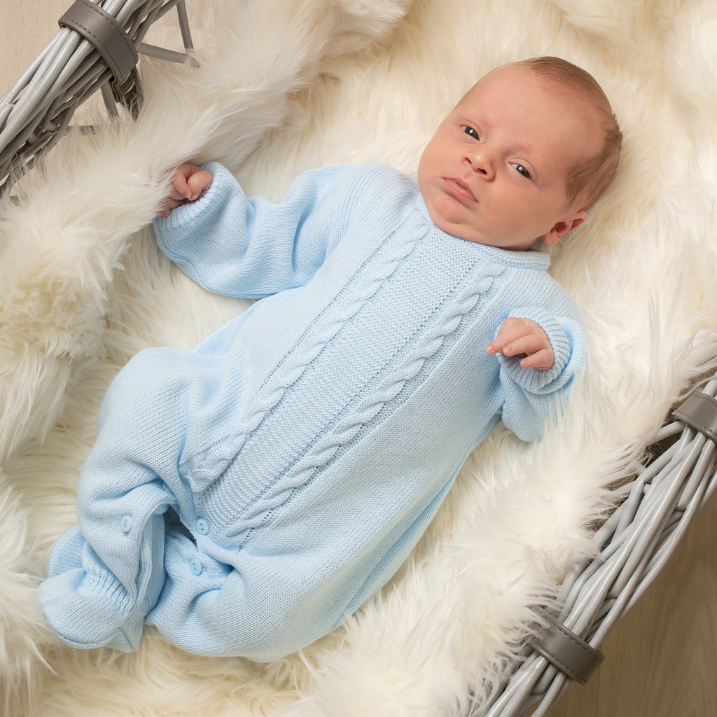 Adorable Blue Cable Knitted Onesie Millie & Ralph Millie & Ralph