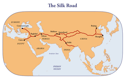 Map of the Silk Road spice trade route.