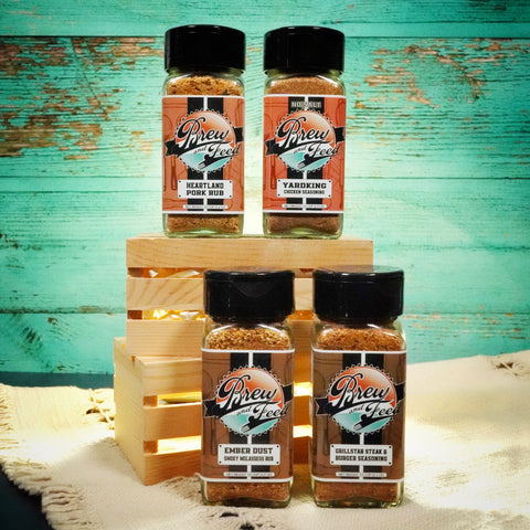 Display of bottles of spices in the Meat Lovers Combo Pack