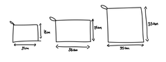 Bleecker and Love pouch sizes