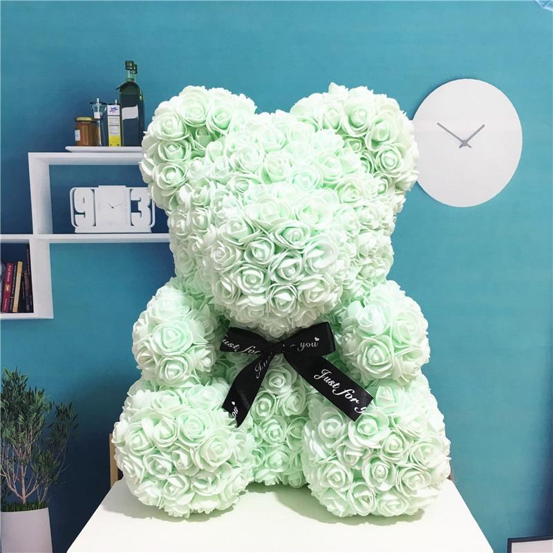 green rose teddy bear
