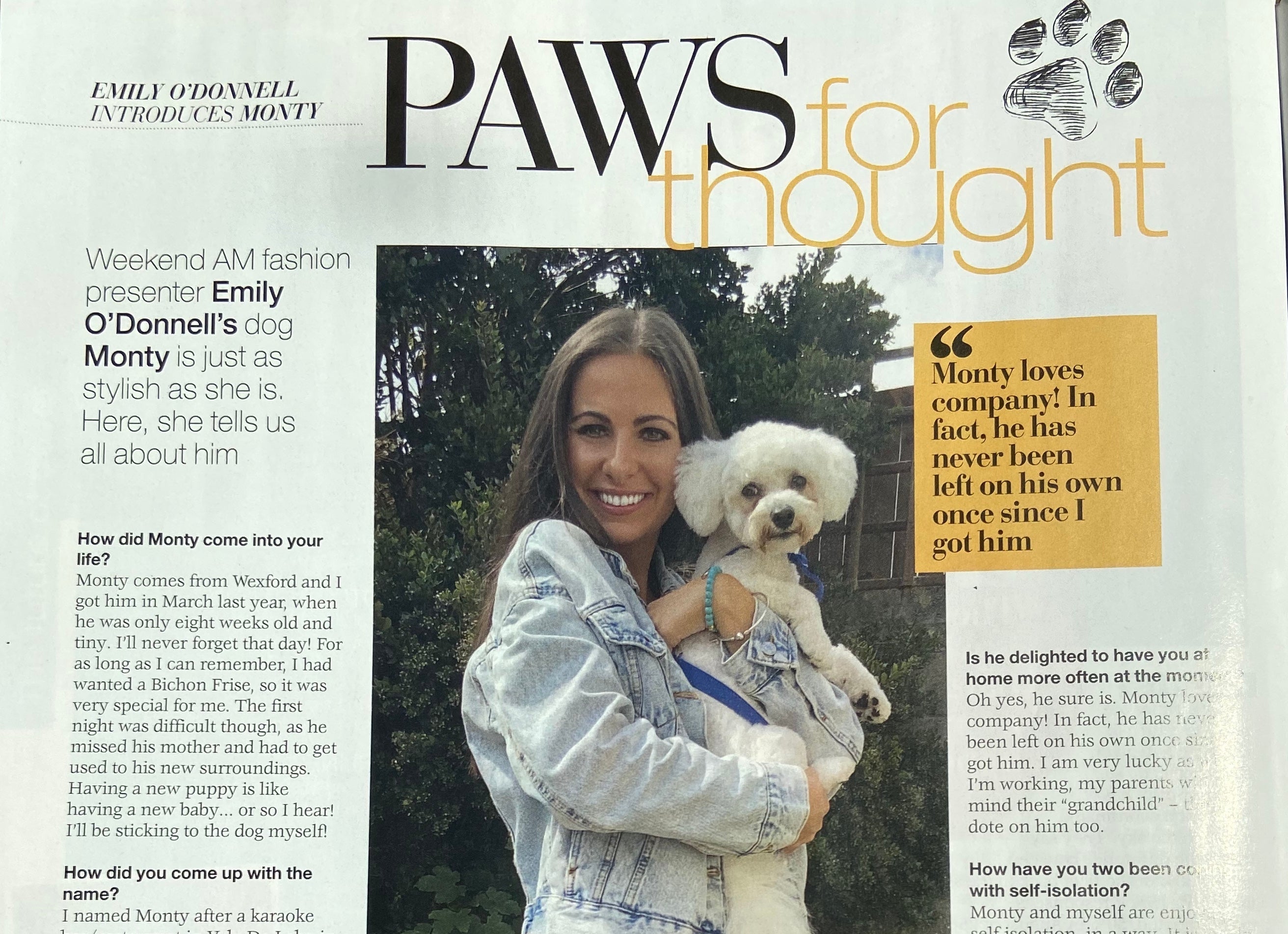 7th Heaven Jewellery in RSVP Magazine with Monty the dog
