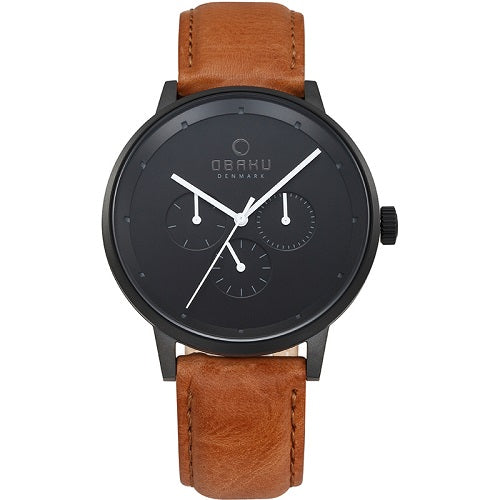 mens tan leather strap watch