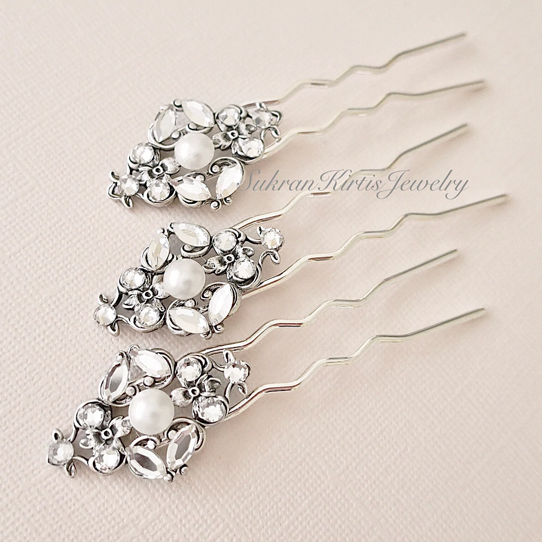 Vintage Style Bridal Hair Pin Crystal