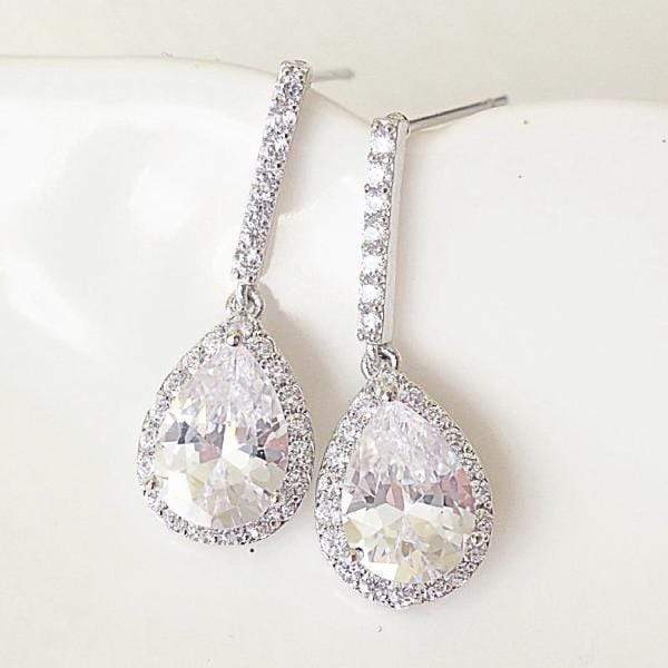 Home / Products / CZ Pave Teardrop Bridal Earrings Dangle