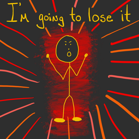 Explosively angry stick figure shouts, "I'm going to lose it"