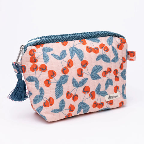 Quilted Cotton Zippered Pouch