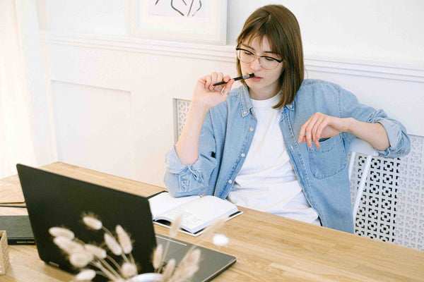 Woman with writer's block.