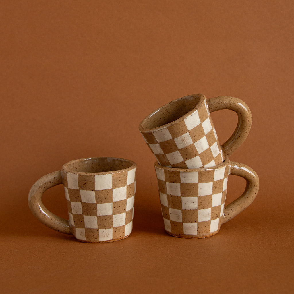 Coffee Mug Ceramic Coffee Cups Brown Plaid Pattern Water - Temu