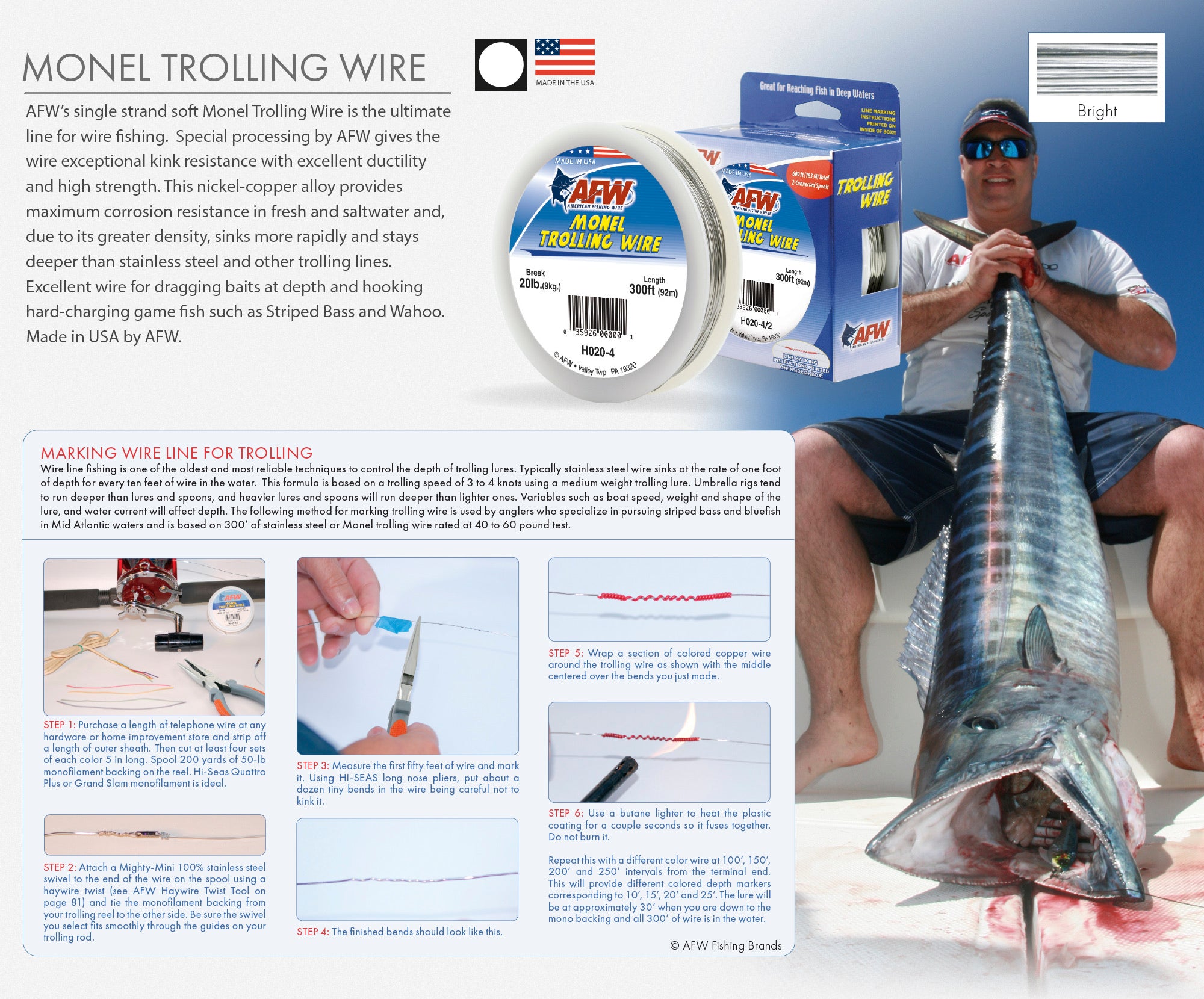 AFW Monel Trolling Wire Details Diagram