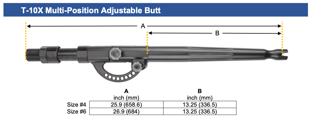 Winthrop Tackle T-10X Adjustable Rod Butt Measurement Diagram