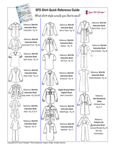 Sure-Fit Designs Shirt Kit Line Drawings Quick Reference Guide
