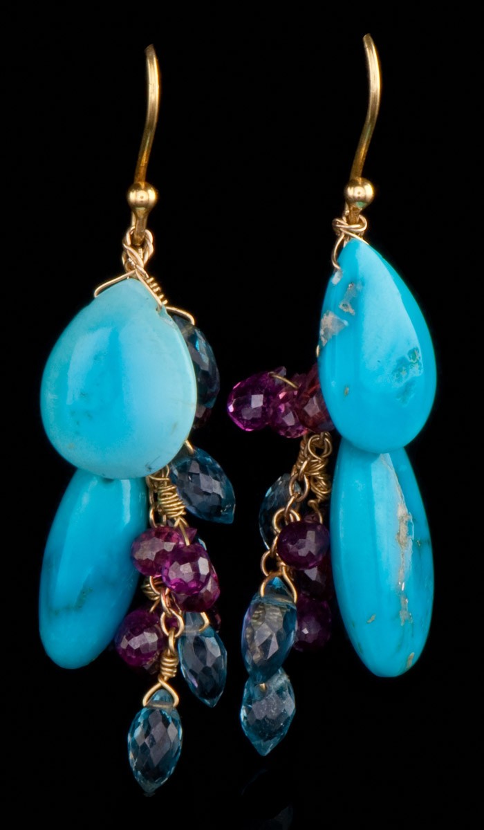 Turquoise and Gem Earrings TE-300