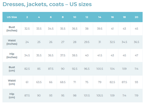 US Women Clothing Sizes