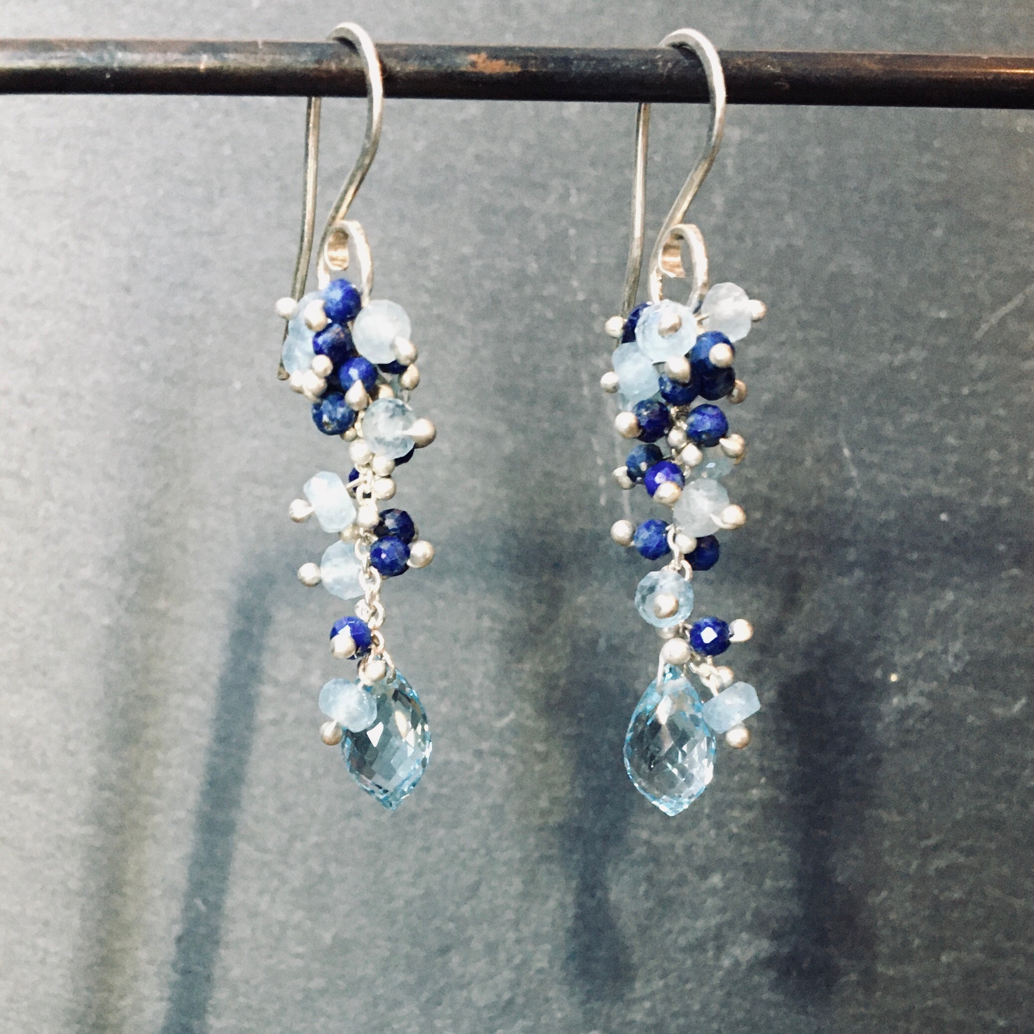 Aquamarine and Lapis Wisteria with Topaz Brio