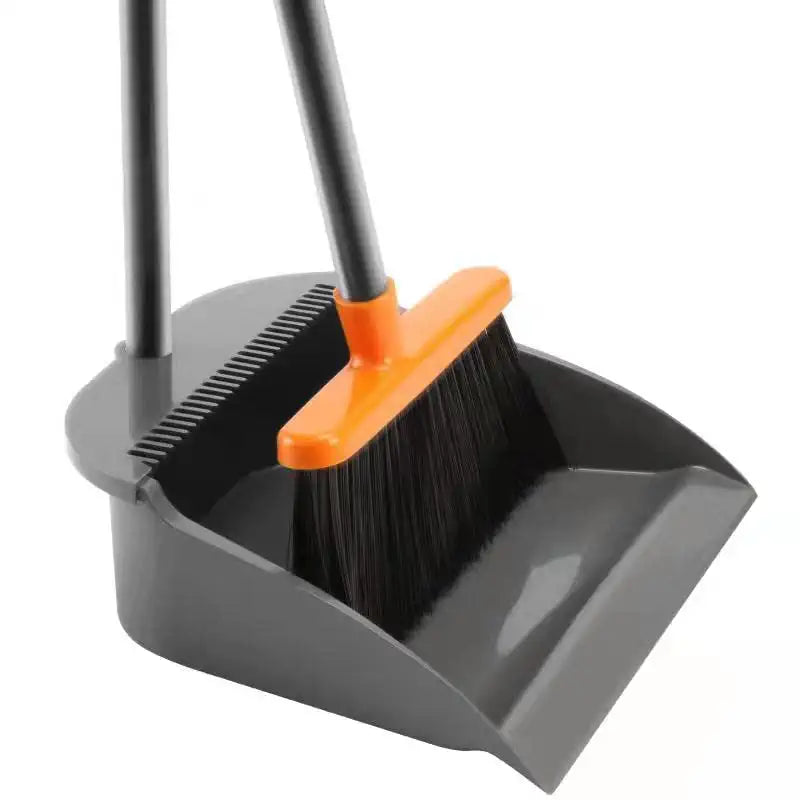 Chouqing Broom and Dustpan Set for Home,Long Handle Broom with Upright Standing Dustpan,Broom and Dustpan Combo for Office Home Kitchen Lobby Floor Cleaning
