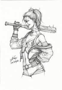 Inhyuk Lee Harley Quinn Pencil And Ink Sketch Scott S Collectables