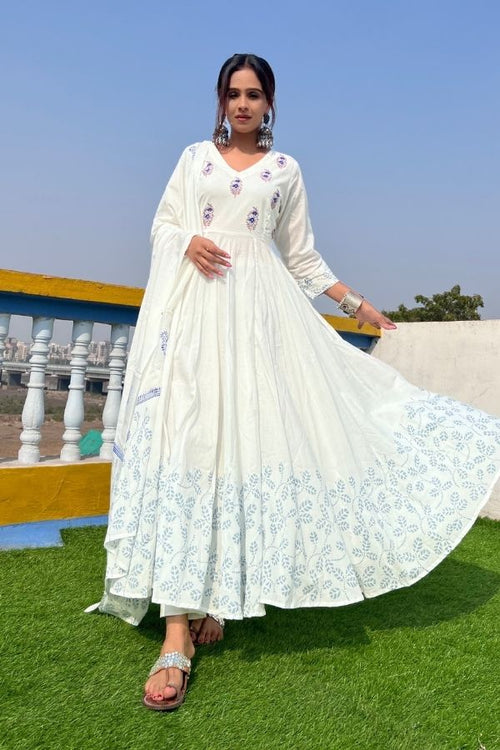 White Chikankari Cotton Palazzo Set –