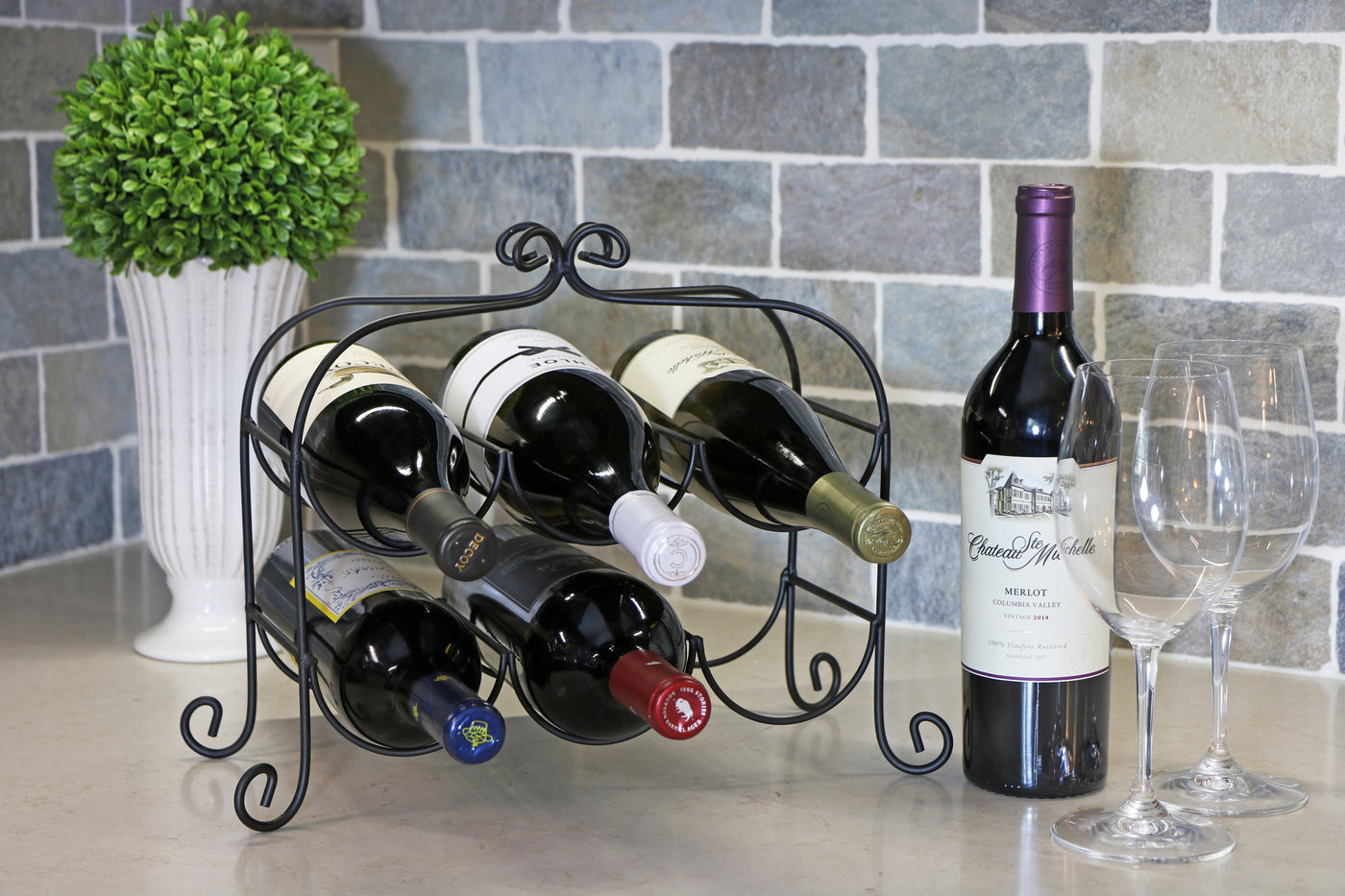 Annabel™ Bottle Metal Wine Rack For Tabletop Or Countertop By