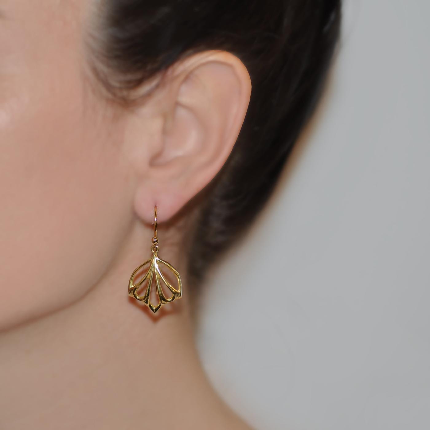 Yellow Gold Fan Earrings