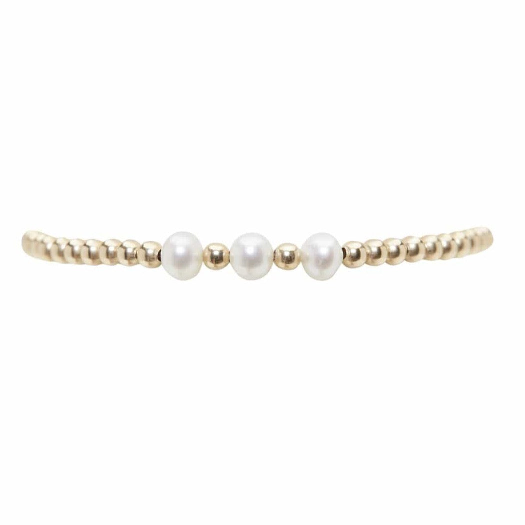 3 Pearl Gold Bead Bracelet