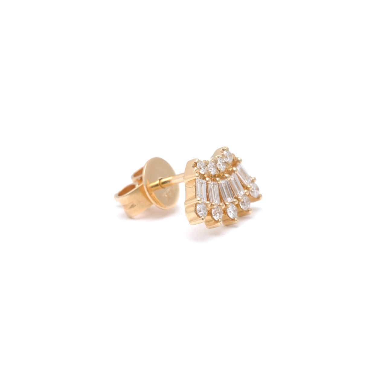 Baguette and Round Diamond Fan Earrings