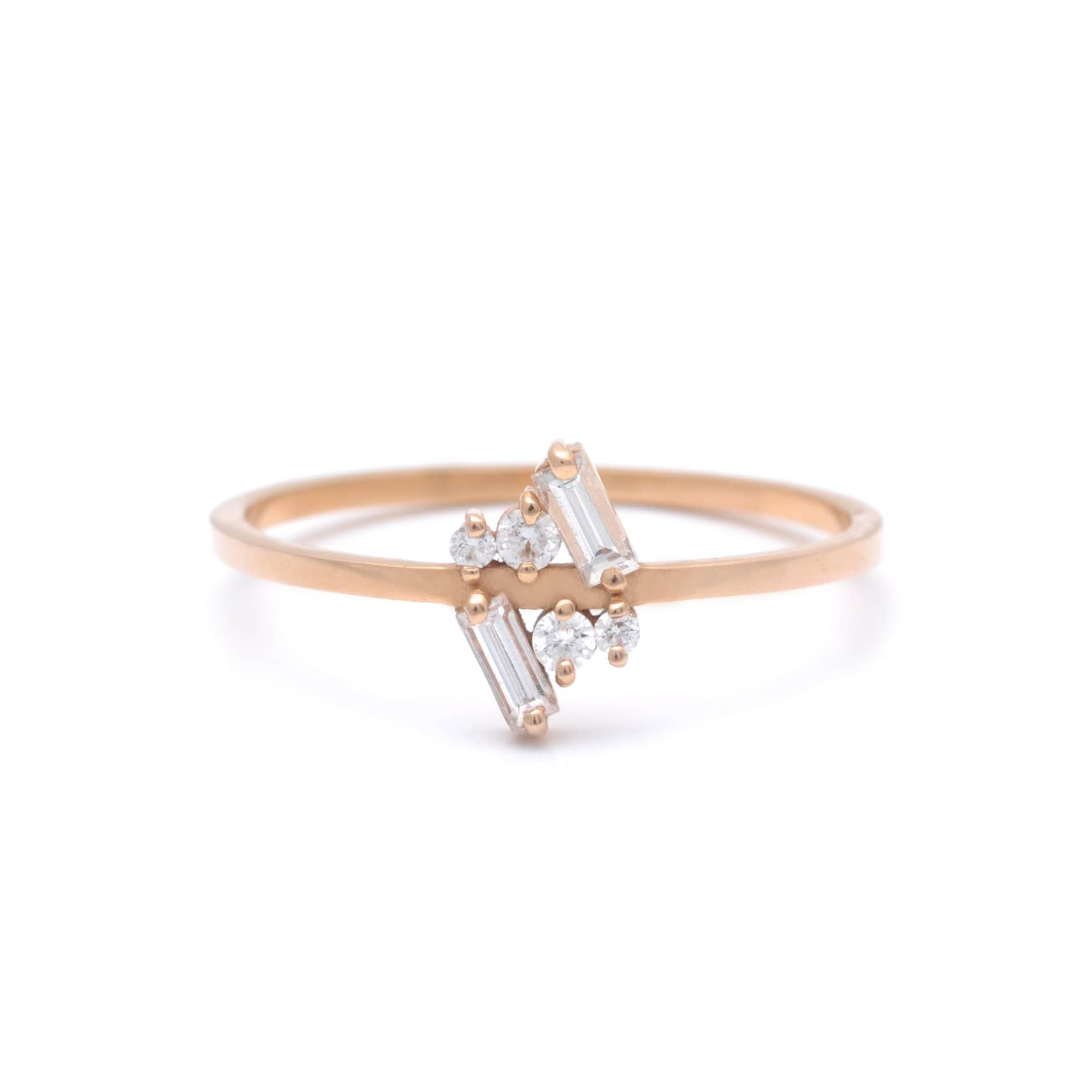 Six Diamond Cluster Petite Rose Gold 