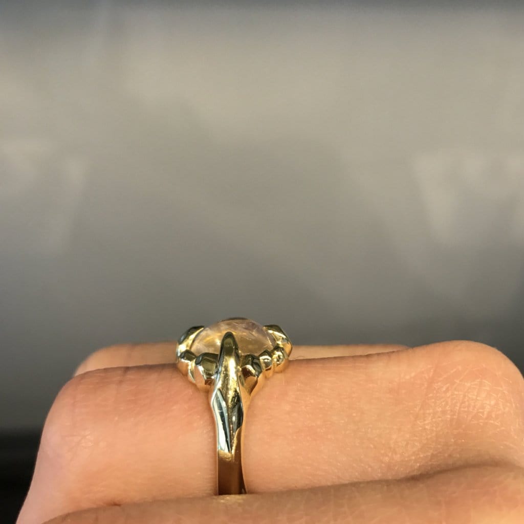 Moonstone Claw Yellow Gold Ring