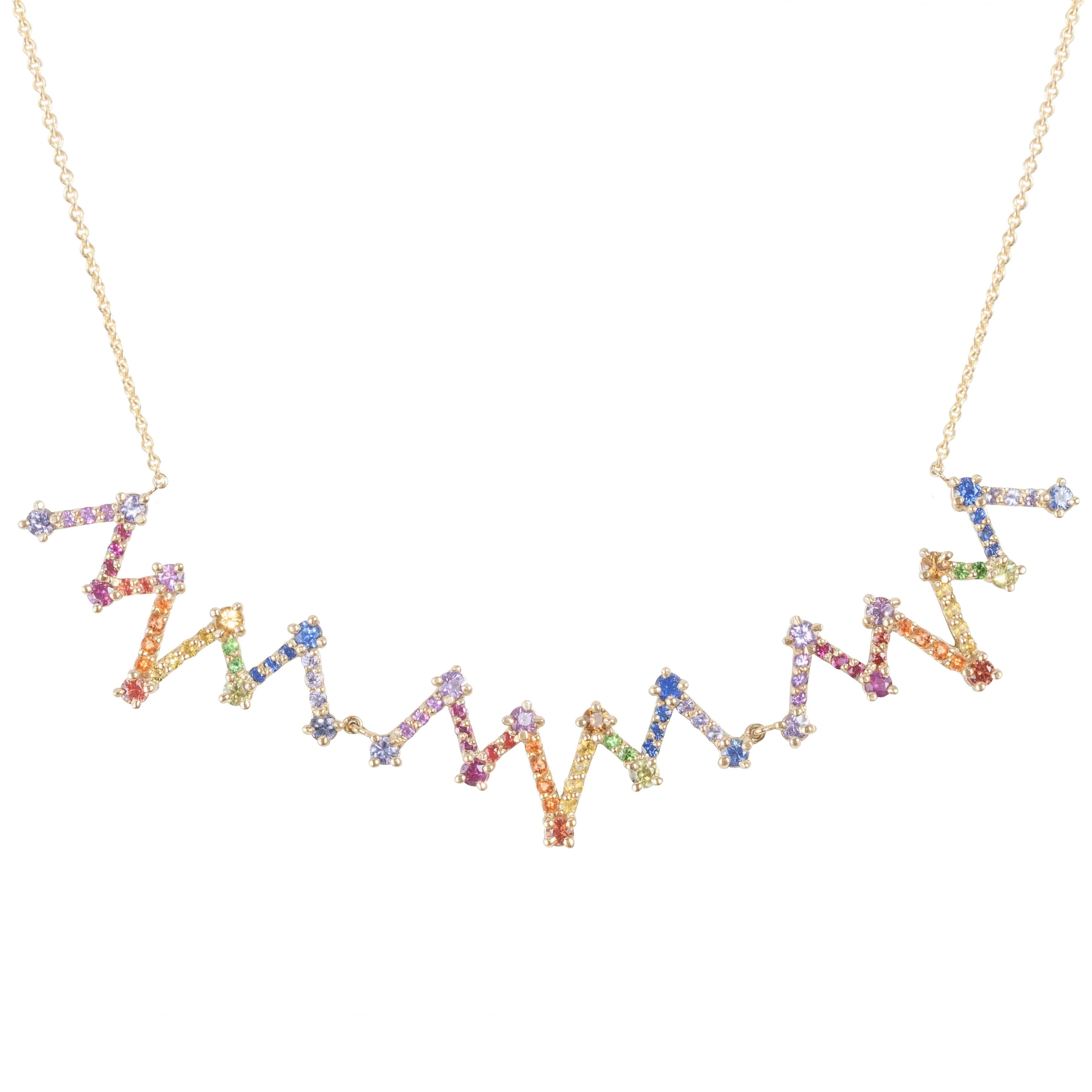 Large Rainbow Zig Zag Necklace