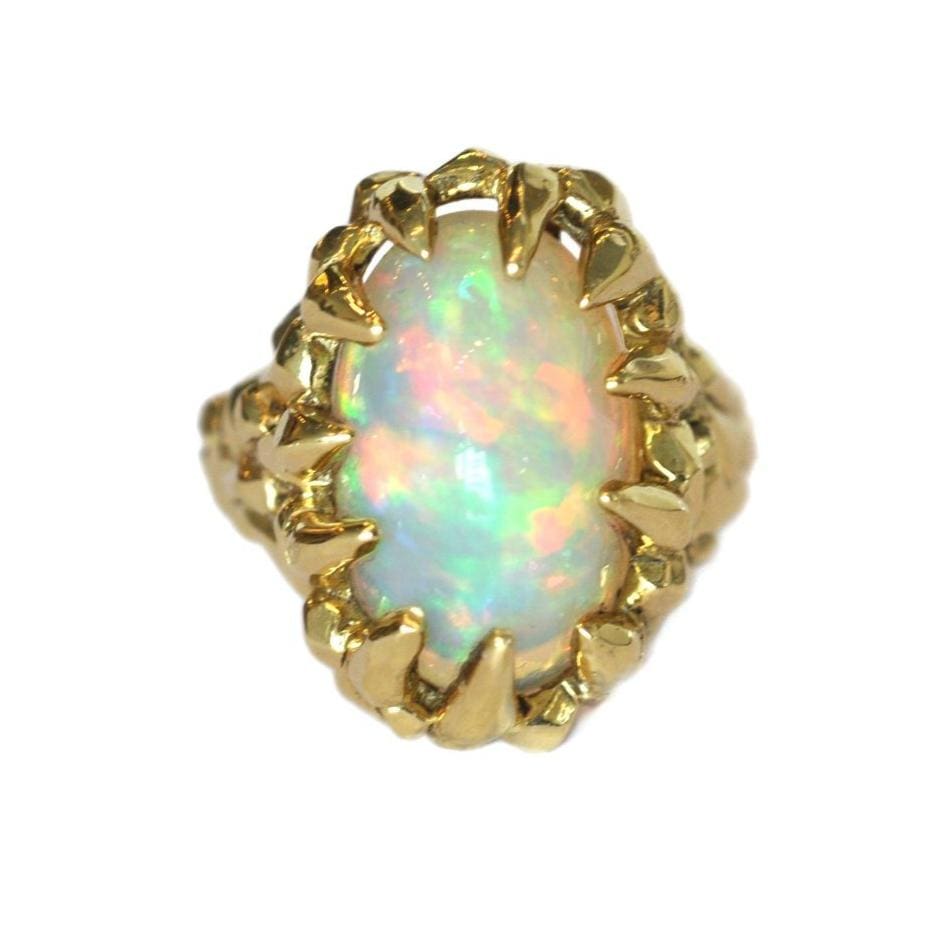 Auroara Borealis Opal & 18k Yellow Gold Ring