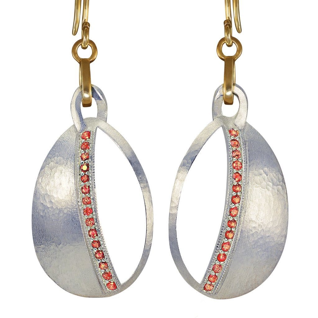 Orange Sapphire Silver And Gold Dangle Earrings Curated Los Angeles