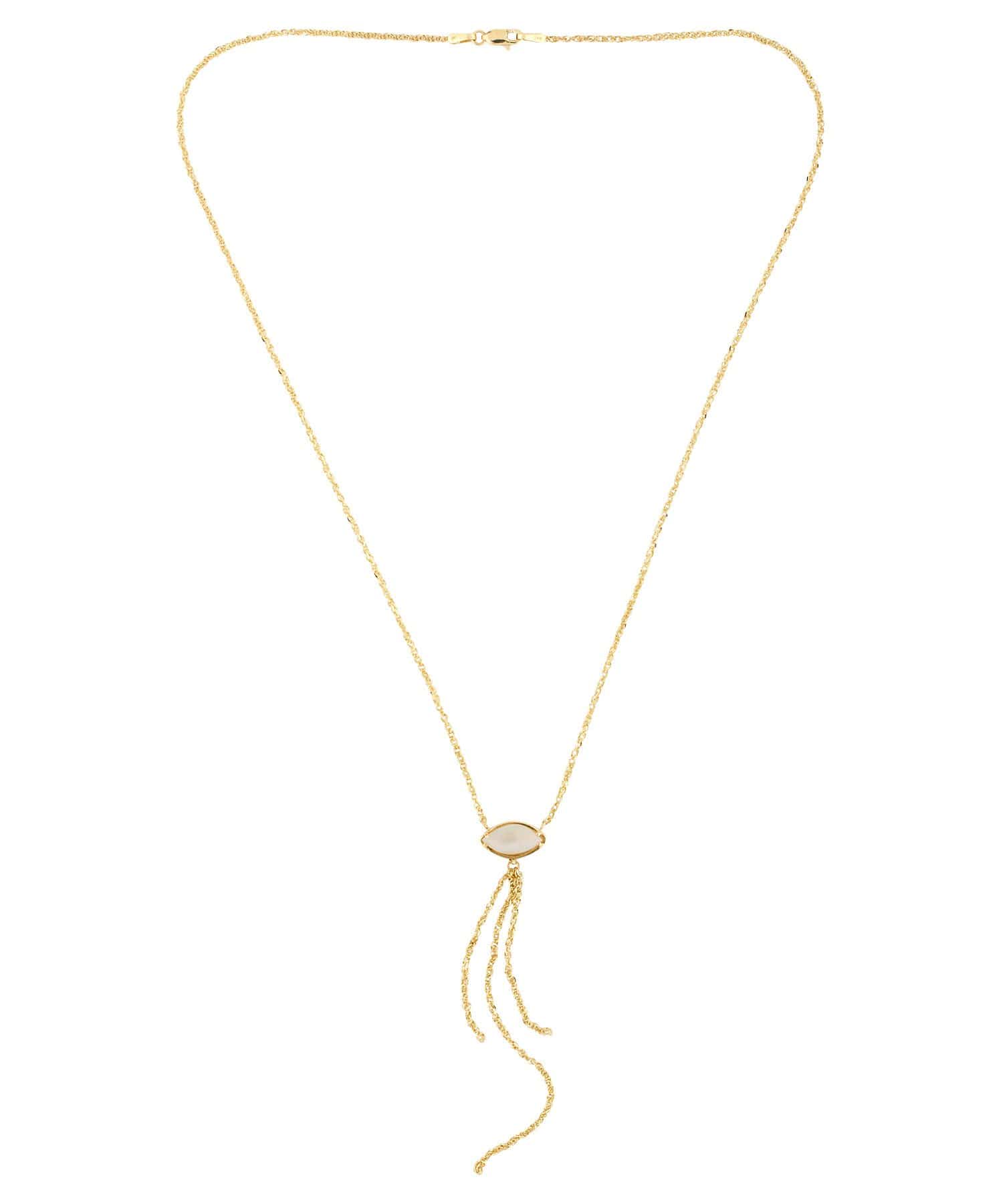 Opal Yellow Gold Tassel Chain Necklace 