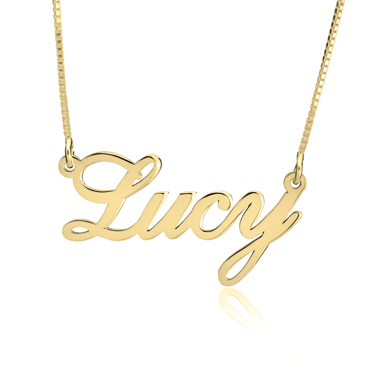 14K Solid Gold Nameplate Necklace