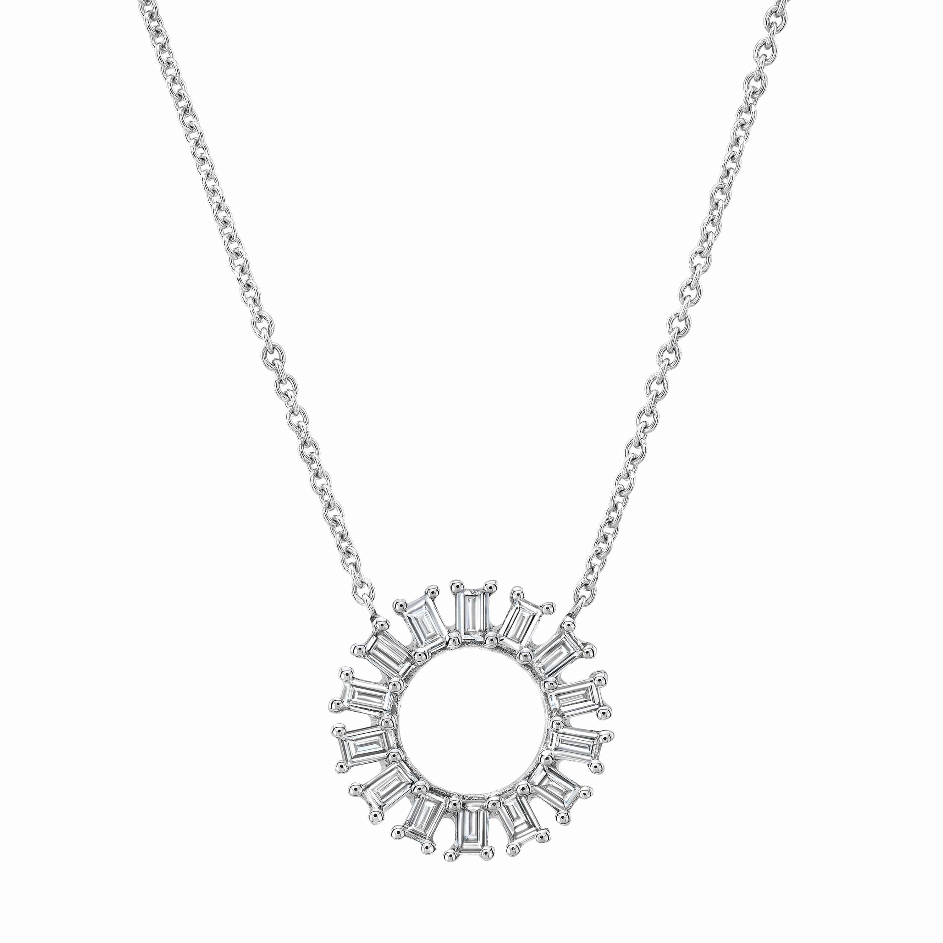 Baguette Diamonds Open Circle White Gold Necklace – Curated Los Angeles