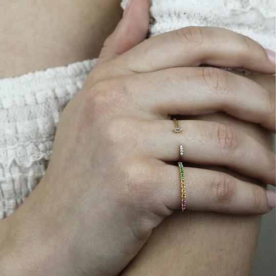 Rainbow Gemstone Half Eternity Ring