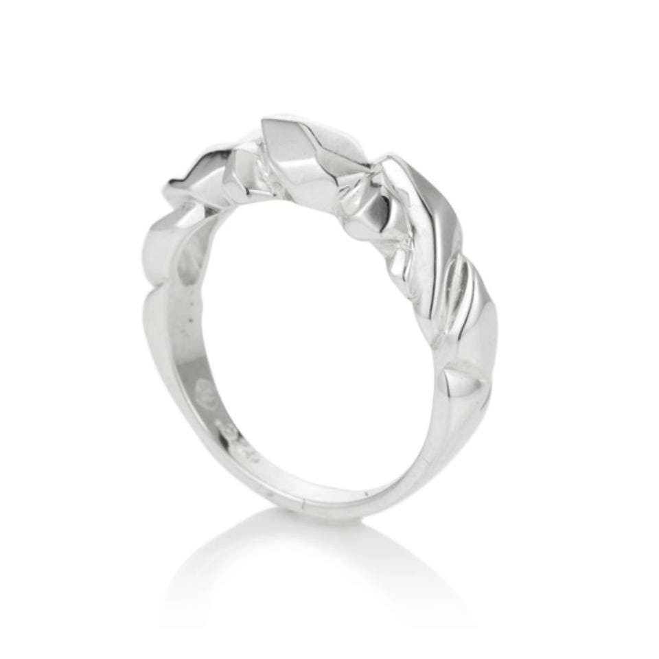 Large Faceted Silver Crystal Ring