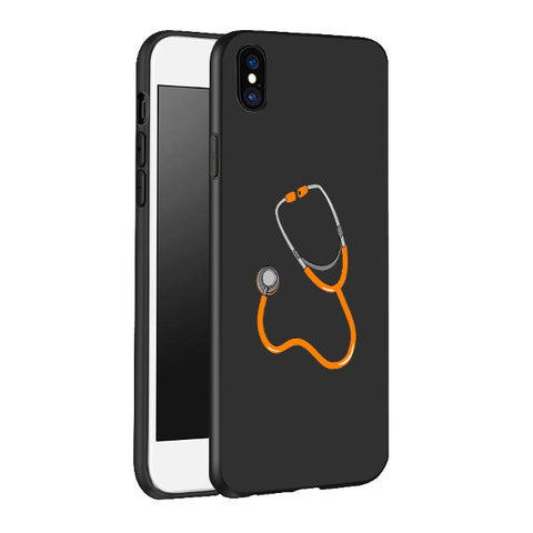 Coque pour iPhone noir imprimé Stéthoscope - Protection silicone pour smartphone spécial infirmière