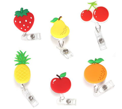 Porte badges rétractables et extensibles en forme de fruits
