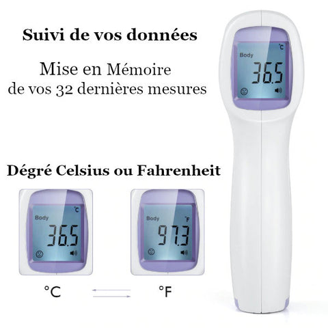 thermomètre médical frontal sans contact à infrarouge