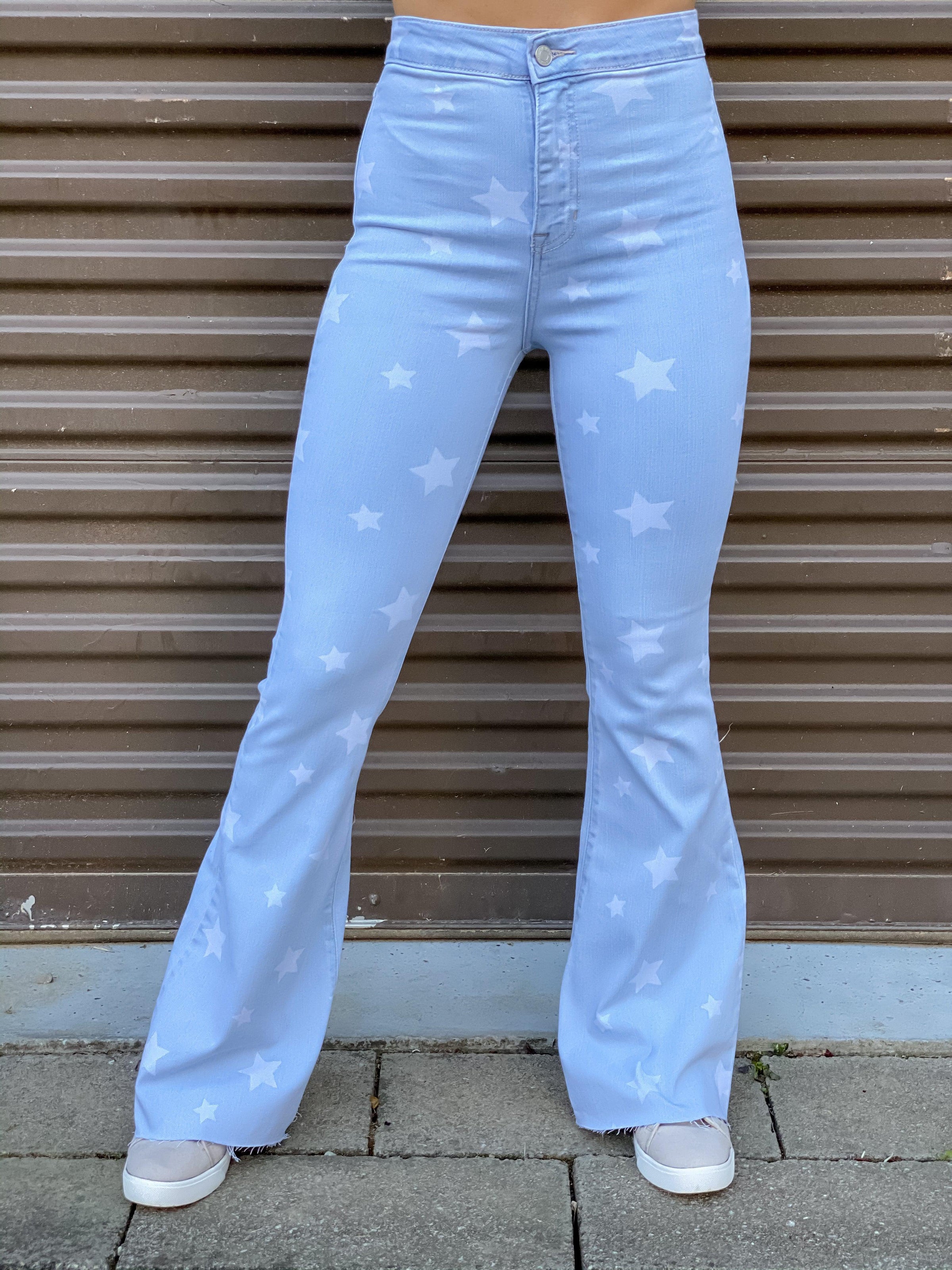 bell bottom jeans with stars on them