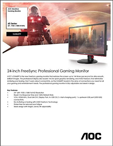 Aoc G2460pf 24 Gaming Monitor Freesync Fhd 19x1080 Tn Panel 1