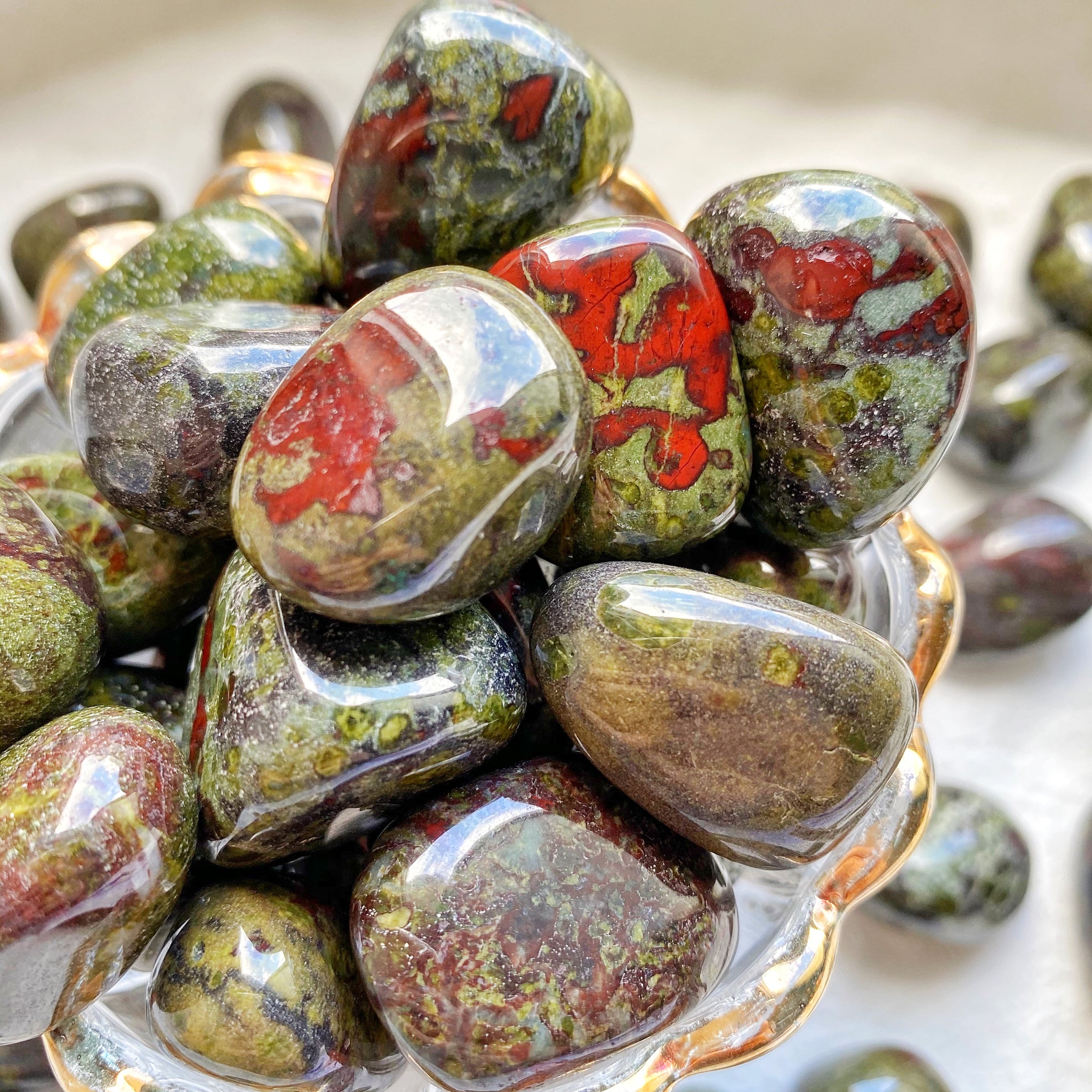 Dragon Blood Jasper Tumbled Stones Shimmer Light