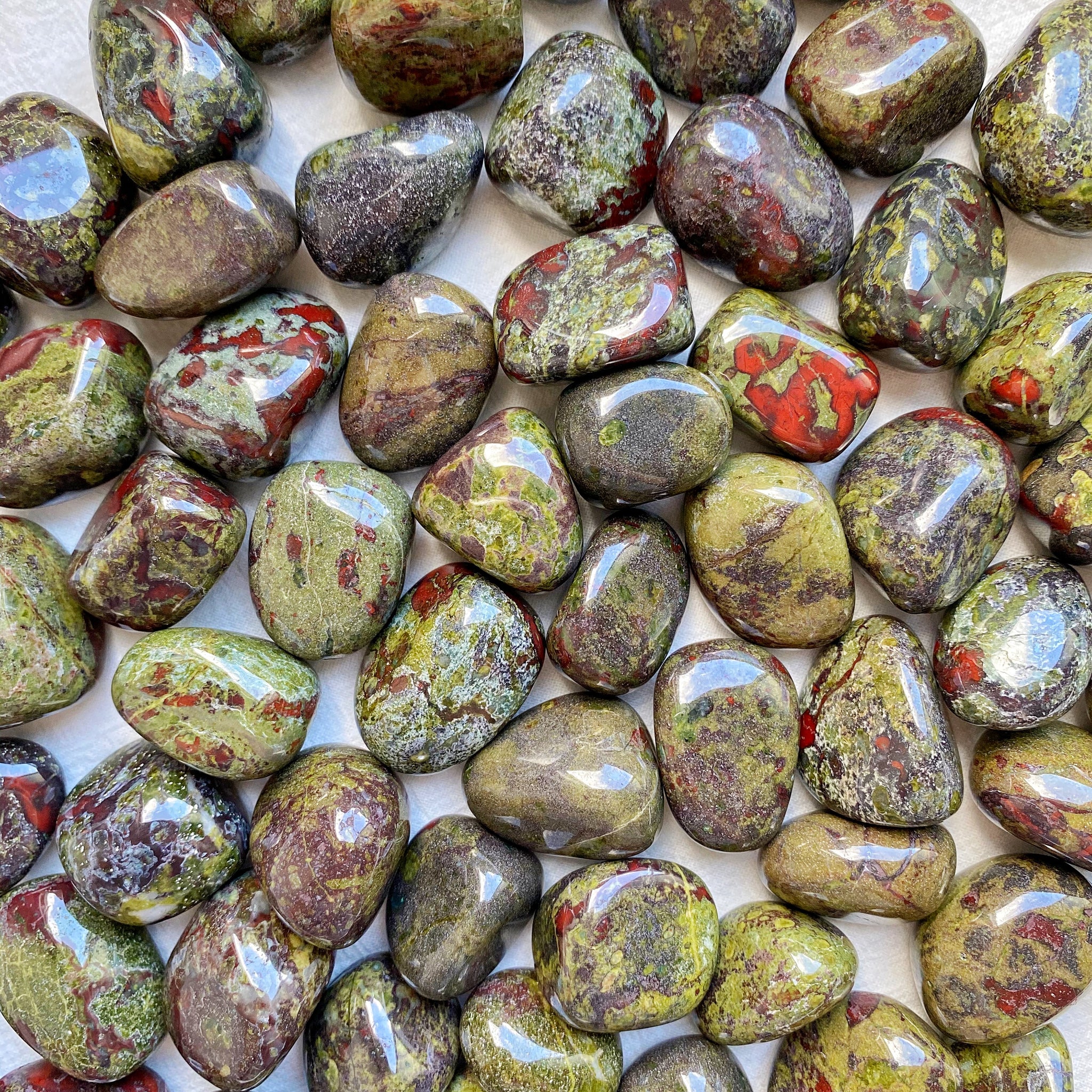 Dragon Blood Jasper Tumbled Stones Shimmer Light