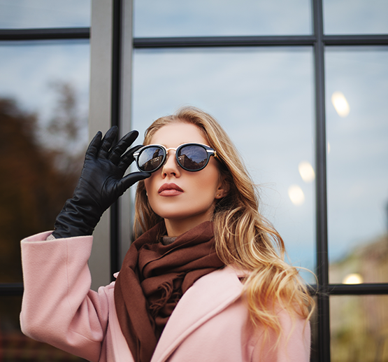 women in leather gloves