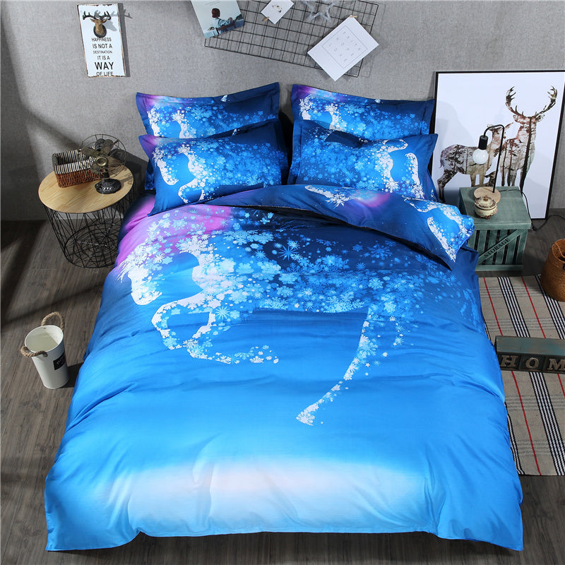 Blue Galaxy Horse Bedding Sets