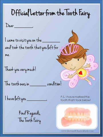 tooth fairy letter printables