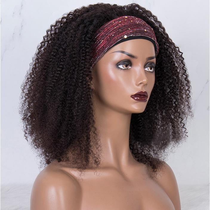 
            
                Load image into Gallery viewer, Kinky Curly Headband Wig Virgin Human Hair(Get Free Headband) - wigirlhair
            
        