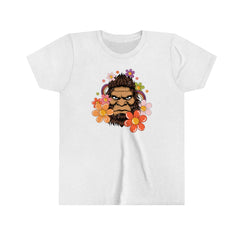 Retro 70s Floral Bigfoot Shirt | Funny Flower Power Shirt | Youth Short Sleeve Tee
