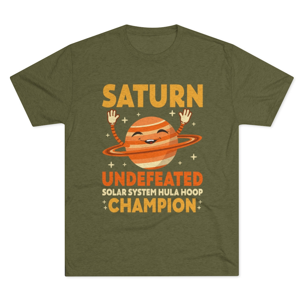 Funny Saturn Solar System Hula Hoop Shirt | Astronomy Science Shirt | Men's Tri-Blend Crew Tee